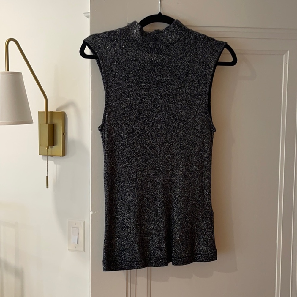 Reiss metallic mock neck sleeveless top